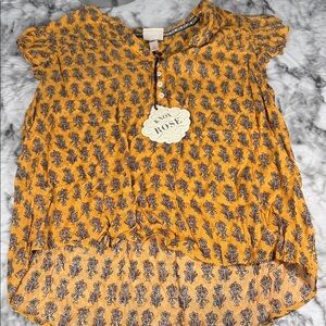 Knox Rose Mustard Yellow Floral Button-Front Top